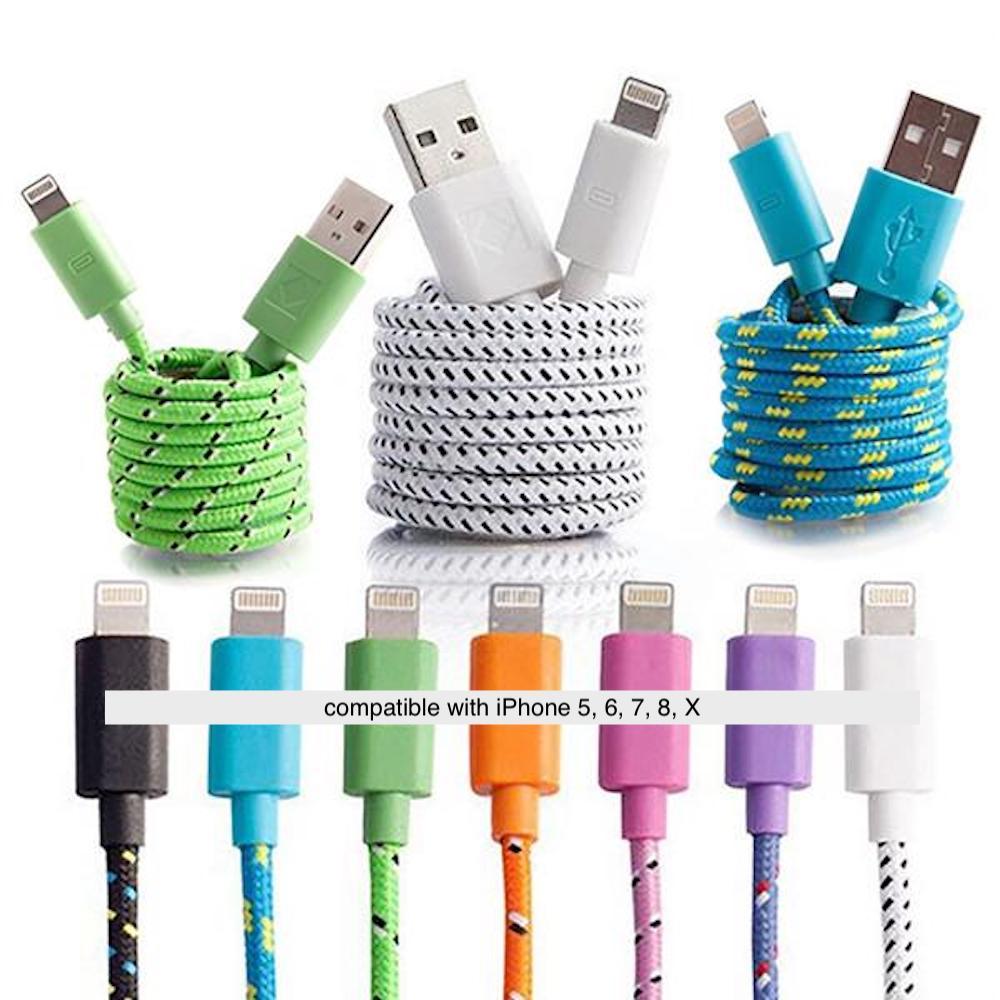 6FT Fabric Braided Charger Cable USB Data Sync FOR apple iPhone X 8 7 6 plus 5s