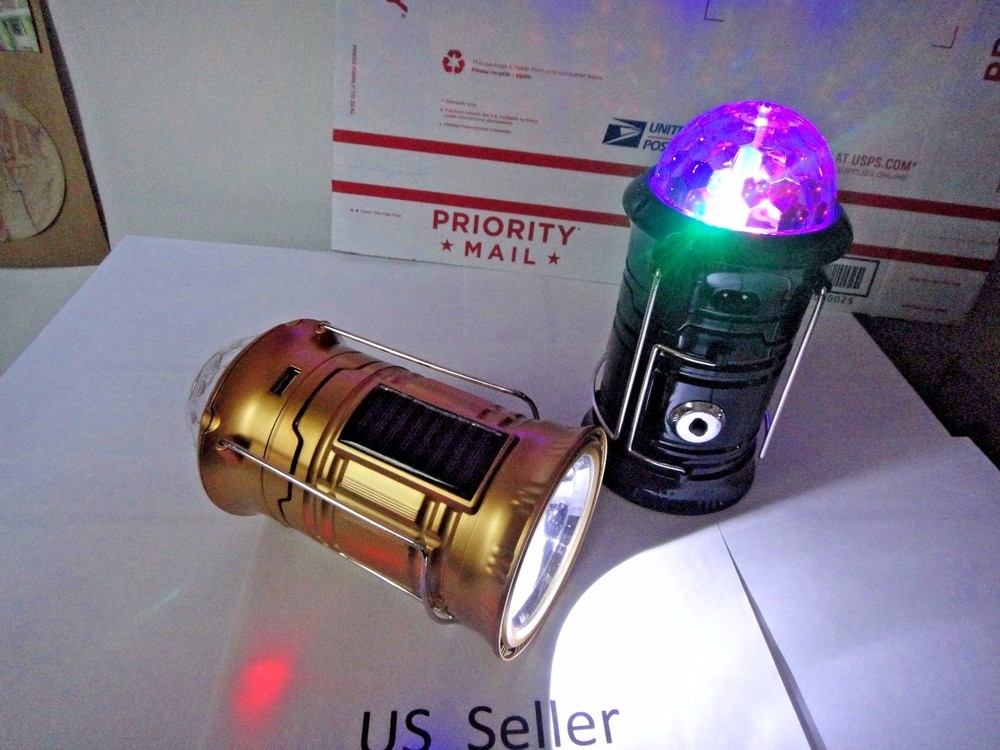 3 in 1 Solar Panel rechargeable outdoor camping Flashlight Lantern lamp & disco