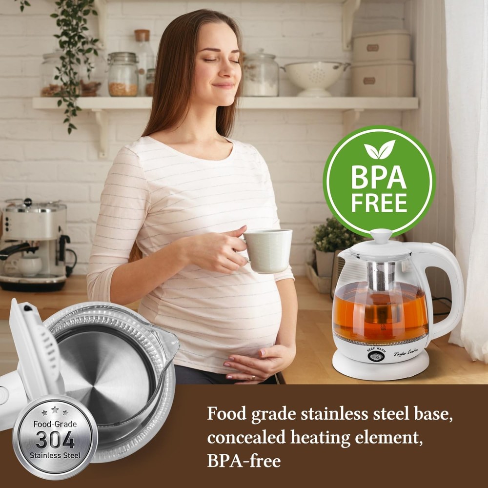 Electric Kettle with Tea Infuser, 1L Small Electric Tea Kettle with Keep Warm...