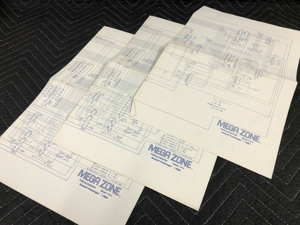 Konami Interlogic Mega Zone Arcade Game Machine Operating Manual Schematics