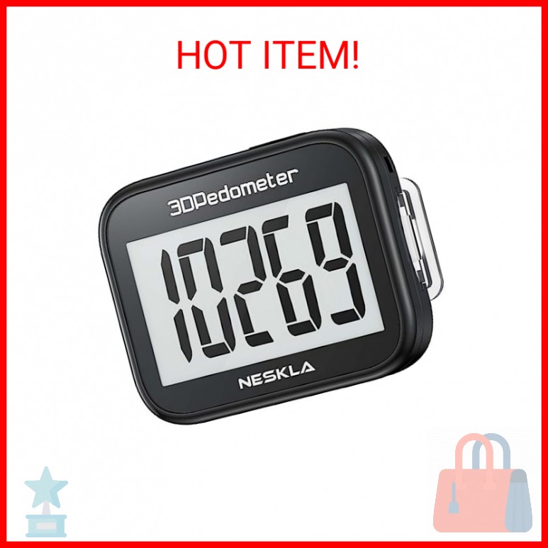 NESKLA 838 3D Pedometer for Walking, Simple Step Counter and Tracker with Large