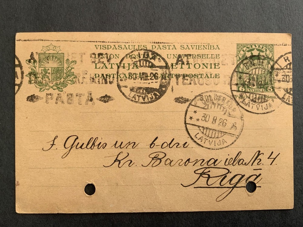 LATVIA  post card 1926