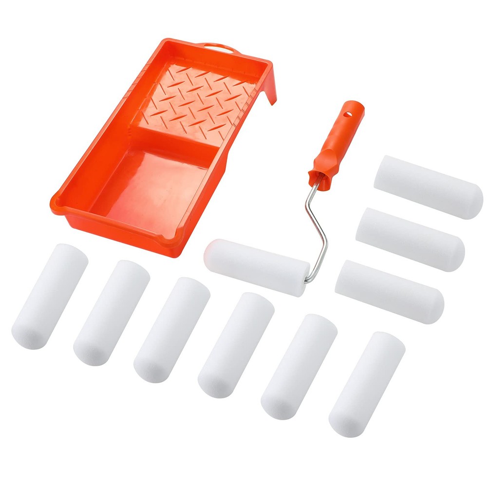 Foam Paint Roller Set-4" with 10 High-Density 4 IN, Orange