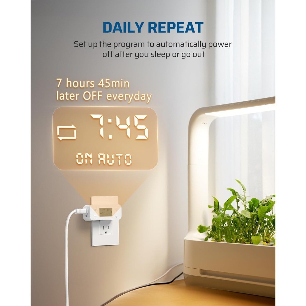 Indoor Countdown Timer Outlet Digital Electrical Timer with Repeat Function Auto