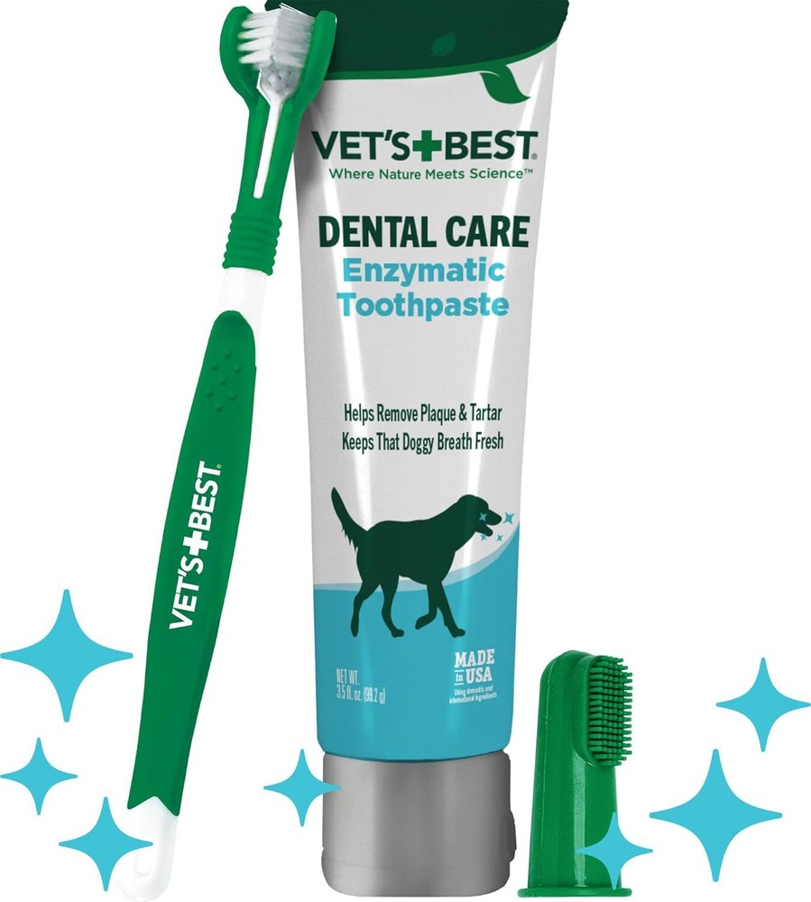 Vet's Best Dog Toothbrush & Enzymatic Toothpaste Kit - Teeth Cleaning