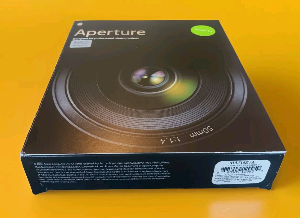 Apple Aperture Version 1.5 Academic Software MA716Z/A 2006 NIB