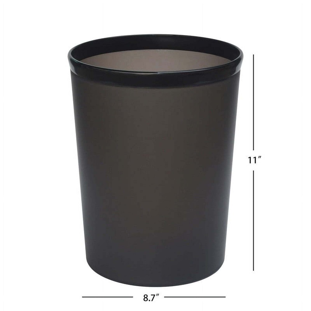 Frosted Plastic Black Wastebasket