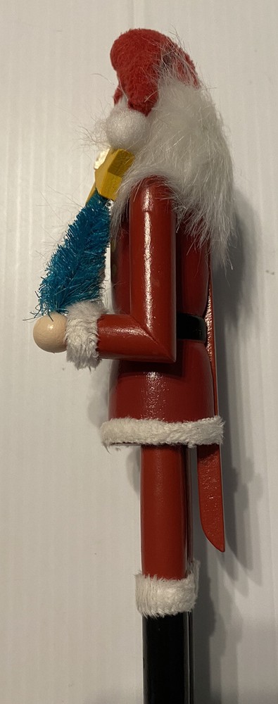 9" Wood Santa Nutcracker Figurine Christmas Tree EUC