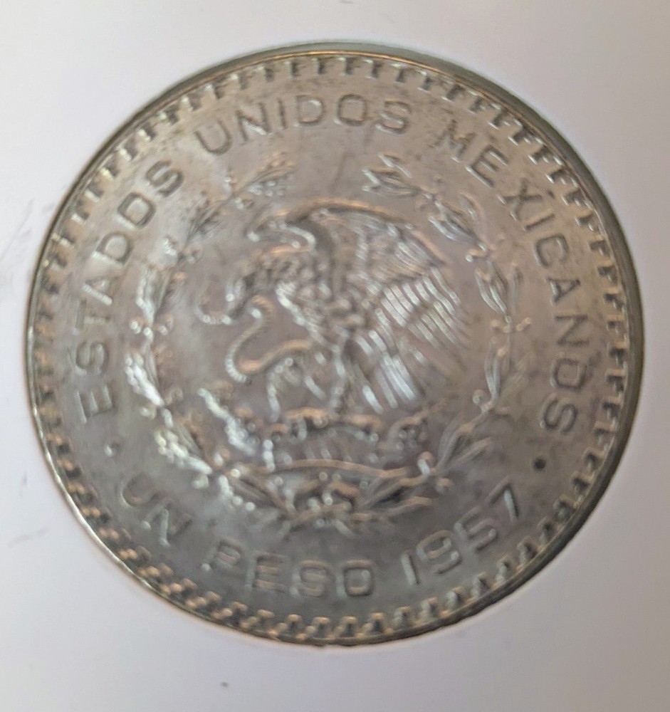 1957 Un Peso Silver Mexico