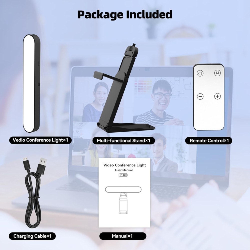 Video Conference Lighting, Webcam Light with Remote & Touch Control, 3 Color ...