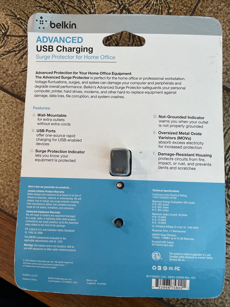 Belkin Advanced USB Charging _6 Outlets 2 USB Ports