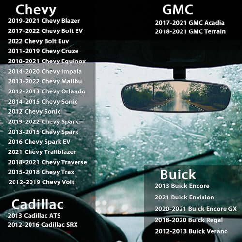 Interior Rear View Mirror Assembly Compatible With 2011-2022 Chevy Cruze