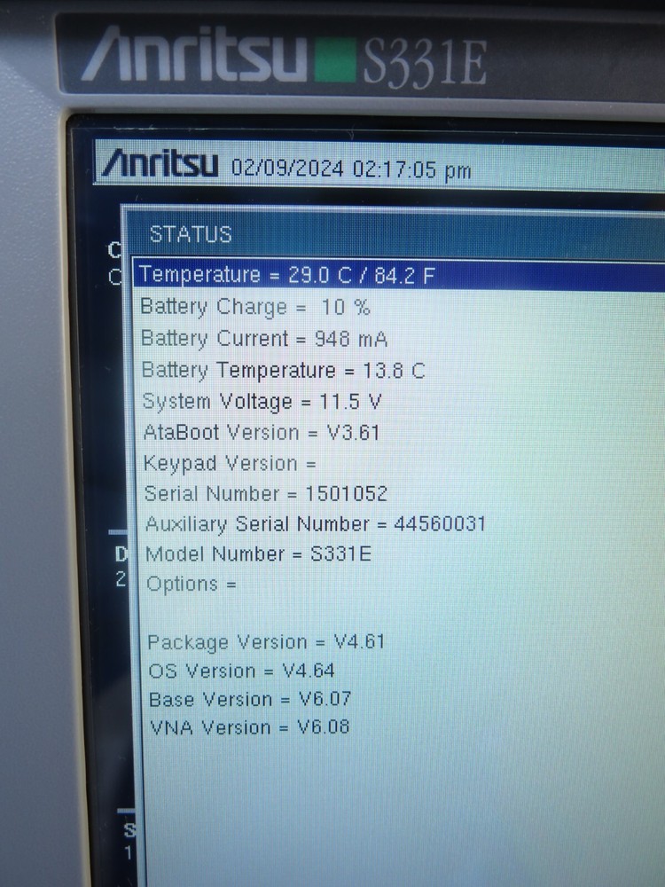 Anritsu Site Master S331E 2MHz - 4GHz Compact Handheld Cable & Antenna Analyzer