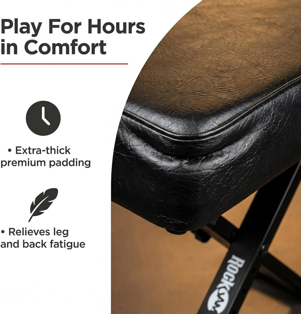 Premium Adjustable Padded Keyboard Bench or Piano Stool with Lessons.