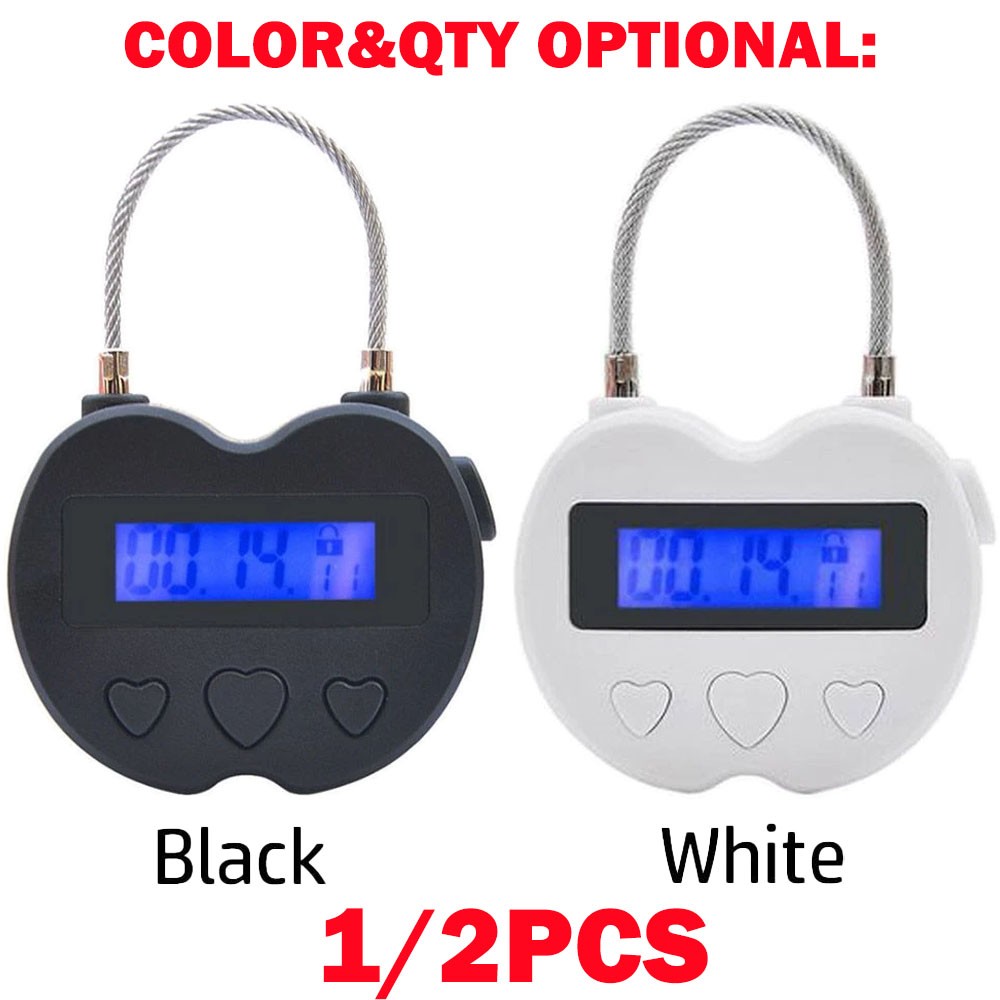 1/2Pcs USB Rechargeable Smart Time Lock LCD Display Temporary Timer Padlock NEW