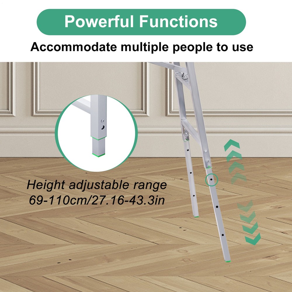 Folding Work Platform for Adults, Steel Foldable Step Stool Adjustable Height