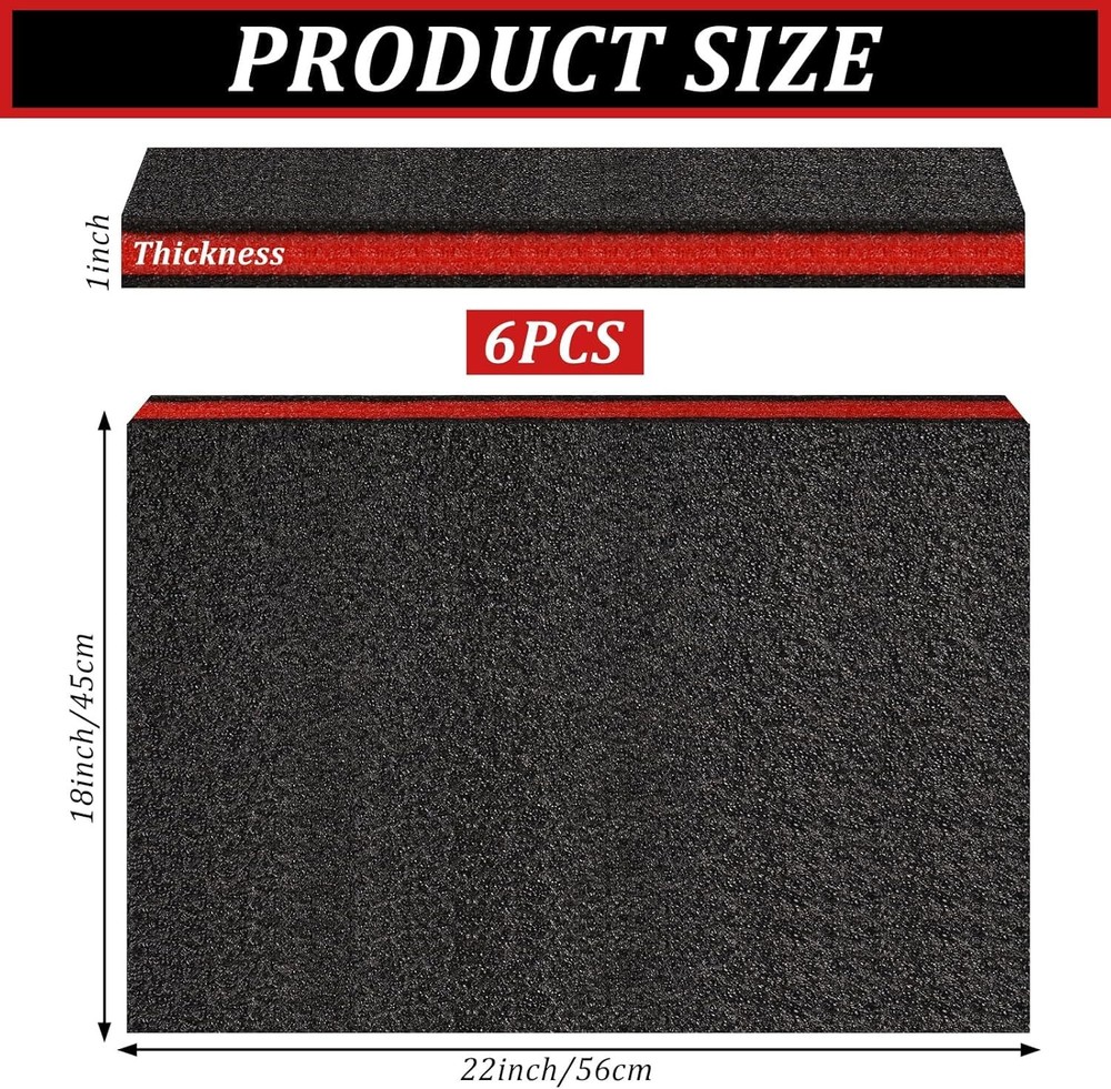 6 Pcs Tool Box Foam Inserts for Cases 22 x 18 x 1 Inch Tool Box Liner Polyeth...
