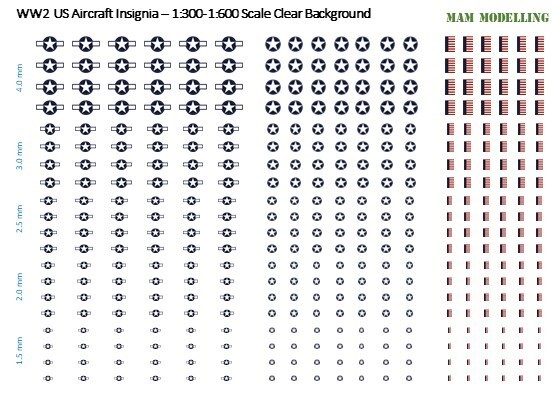 1:300/1:600 WW2 USAF Scale Decals