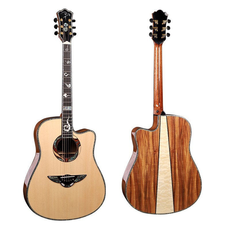 Cutaway 41 Inch D Type Solid Spruce Acoustic Guitar Koa Maple Body Case Pickup