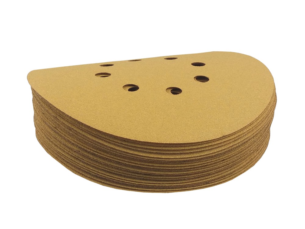 6" x 8 Hole Gold Hook and Loop Grip Sanding Discs (100 Pack, 400 Grit)
