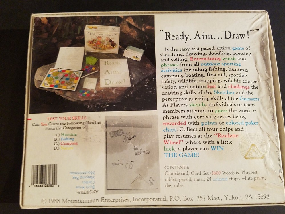 COMPLETE Ready, Aim...Draw! Family Board Game About Outdoors 1988 Drawing Fun
