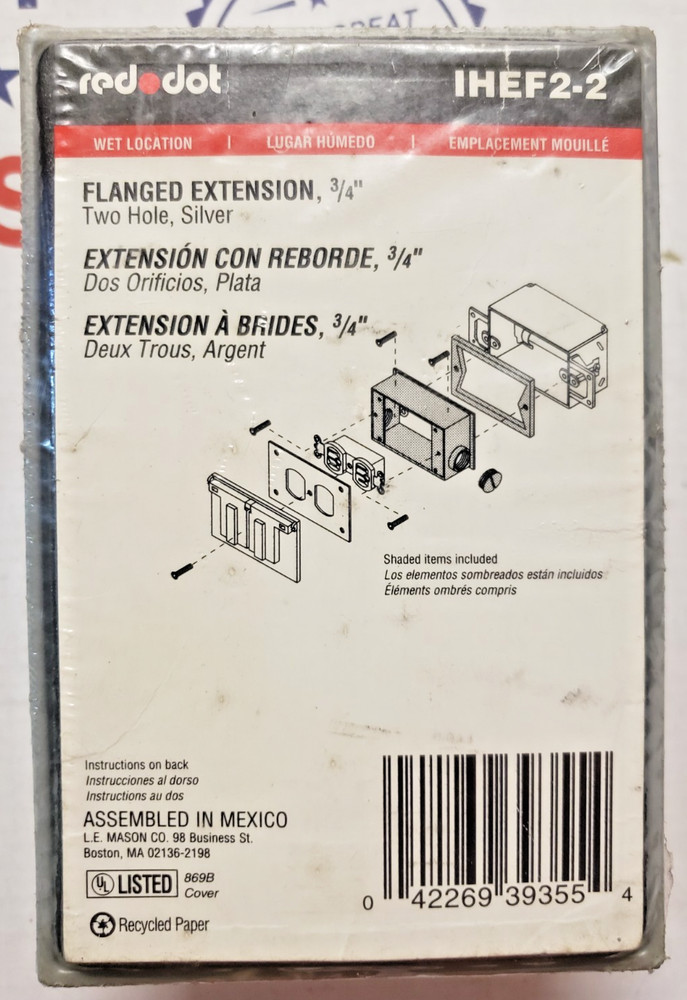 RED DOT IHEF2-2 FLANGED EXTENSION 3/4" WET LOCATION