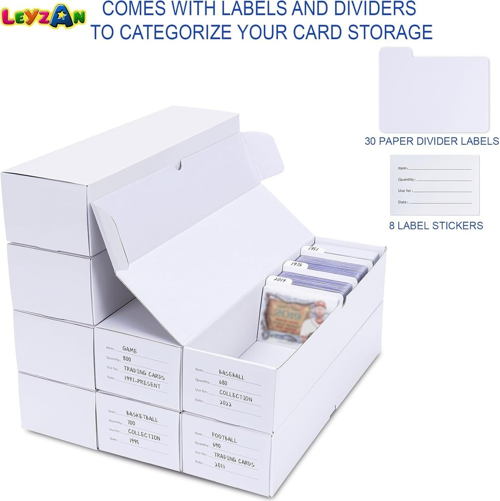 8-Pack Trading Card Storage Box, 1000 Count - Dustproof & Laminated for TCG/M...