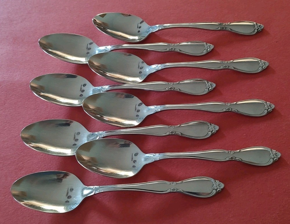 8 Community CHATELAINE Stainless TEASPOONS 6" Oneida FreeShip