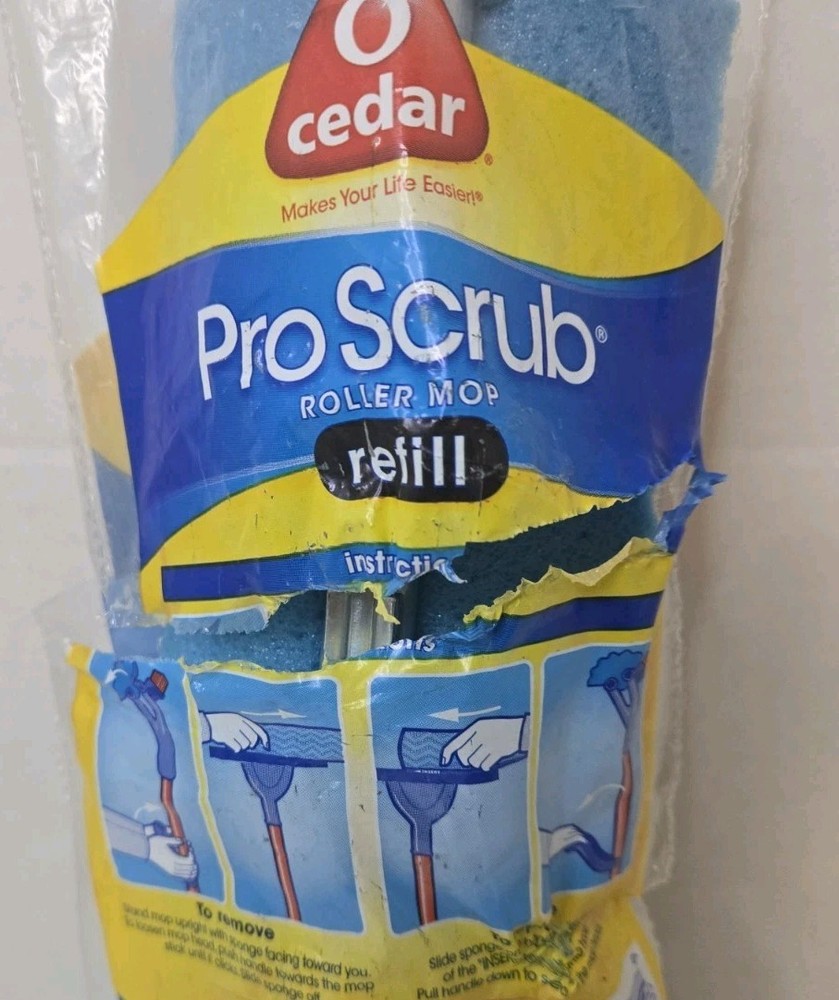 O Cedar Pro Scrub Roller Wave Sponge 10in Mop Refill Open Package New