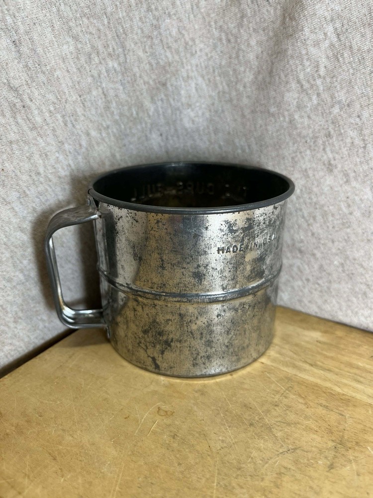 Vintage Two Cup Metal Hand Sifter
