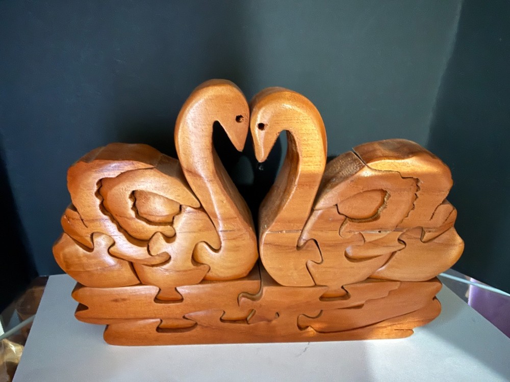 Wooden 3D Brain Teaser  Swans Heart