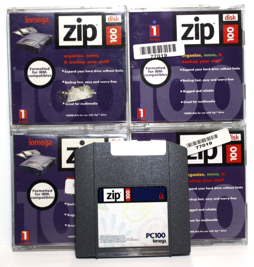 4 Iomega Zip 100 Disk Formatted for IBM Compatibles Used