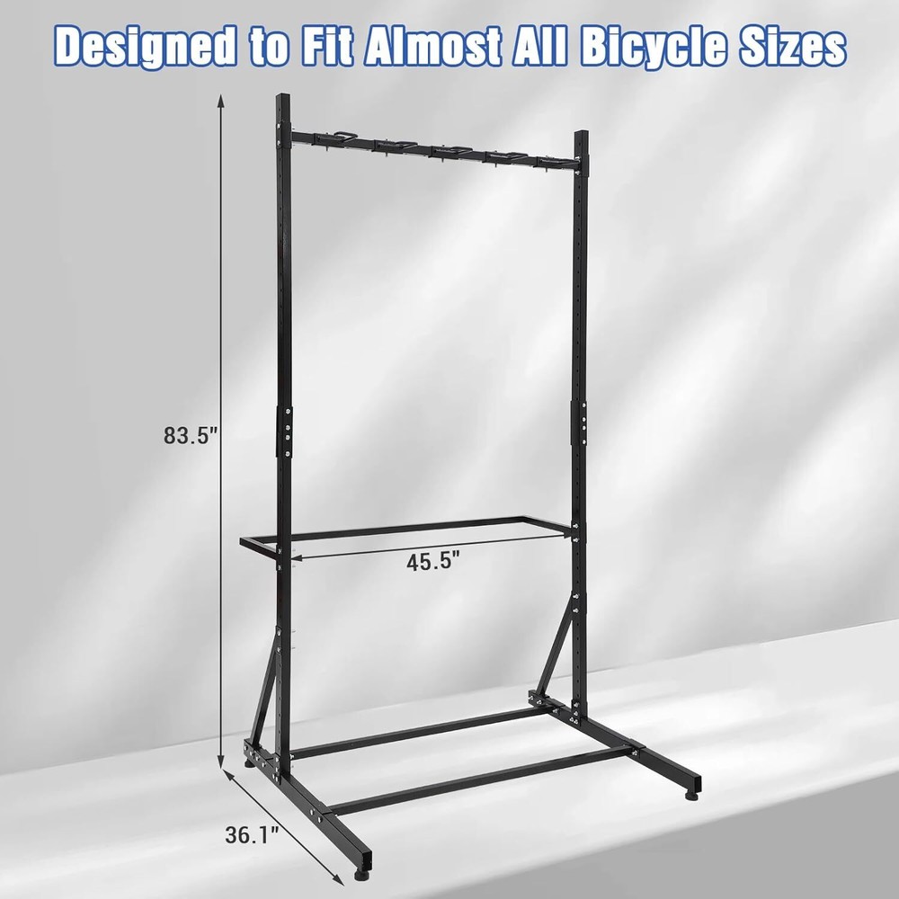5 Bikes Vertical Rack Stand Steel Bicycle Storage Organizer Holder Adjustable