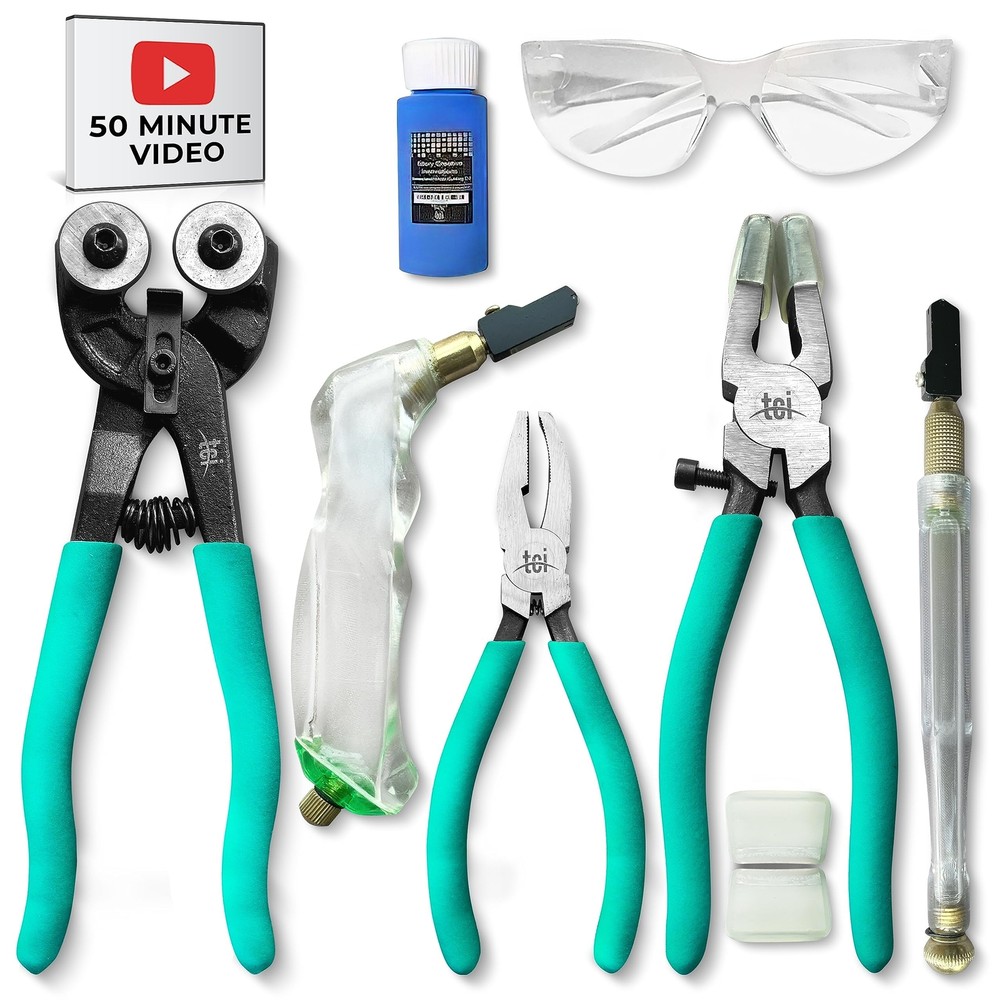 Professional Nine Pc Stained Glass Tool Kit With Instructional Video Carbide Whe