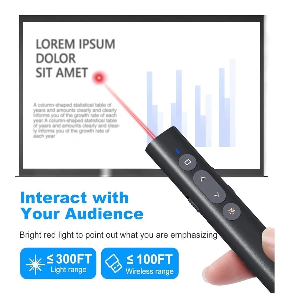 Clicker de presentación USB-A/USB-C para presentaciones de PowerPoint