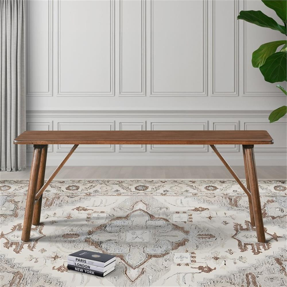 Cluj Mid Century Modern Solid Wood Walnut Dining Bench