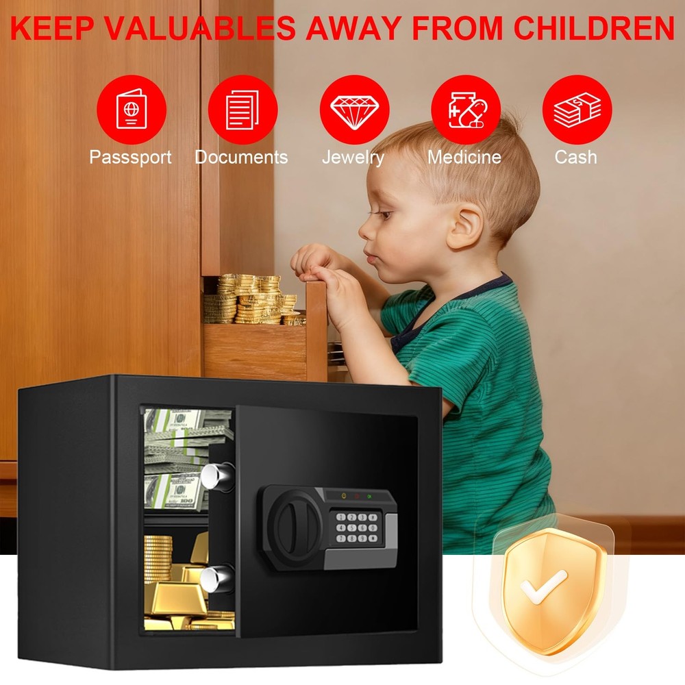 1.2 Cuft Safe Box Fireproof Waterproof, Digital Security Safes for
