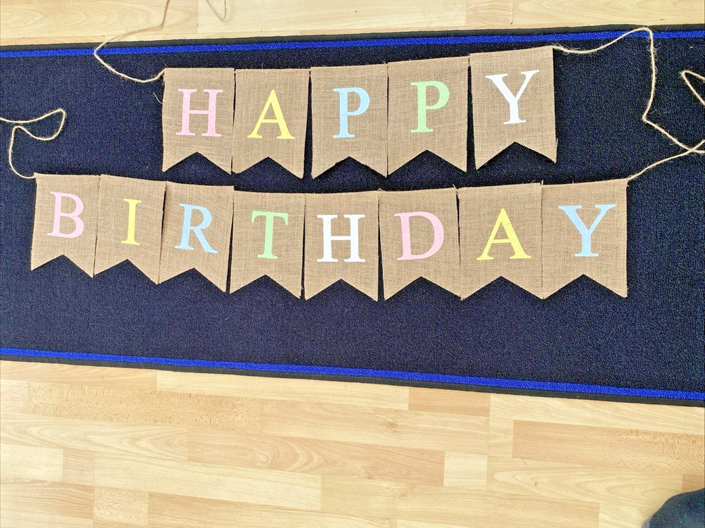 Happy Birthday Hessian Bunting Banner