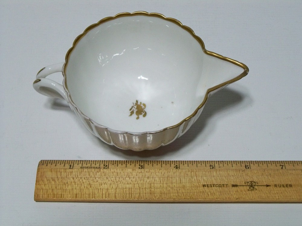 Ceramic Creamer, White With Gold Gilding Features