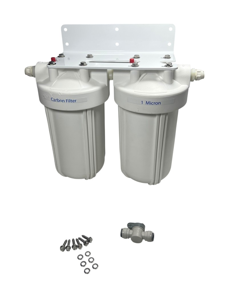 Blue Water, Pre Filter Assembly, w/ Carbon Filter & 1 Micron Filter, NEW