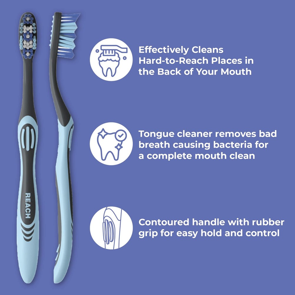 Reach Essentials Toothbrush with 6 Count (Pack of 1), Multi