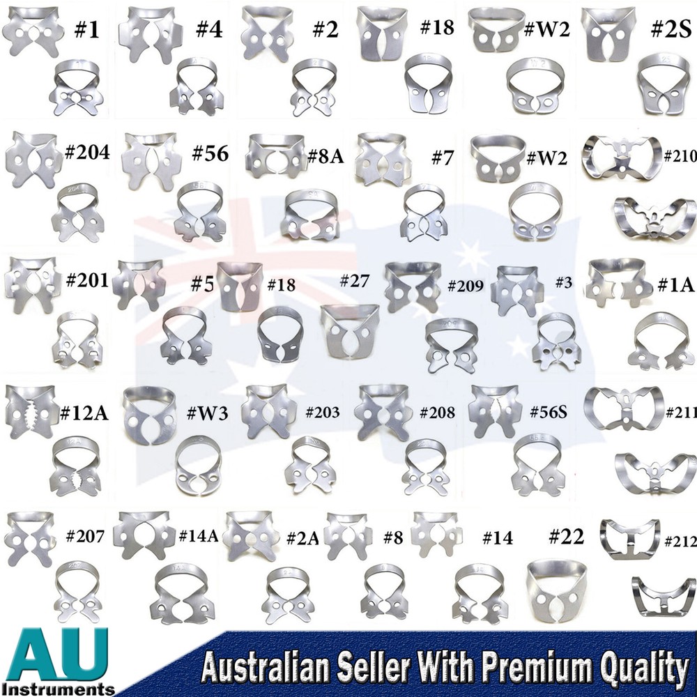Rubber Dam Clamps Premolar Upper Lower Winged Dental Instruments