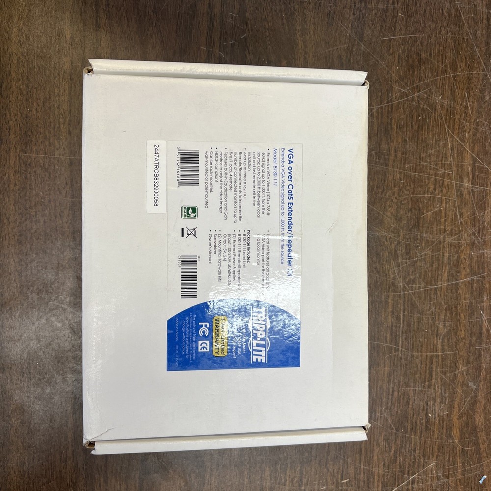 TRIPP LITE B130-111 VGA OVER CAT5 EXTENDER REPEATER TRANSMITTER TRANSCEIVER