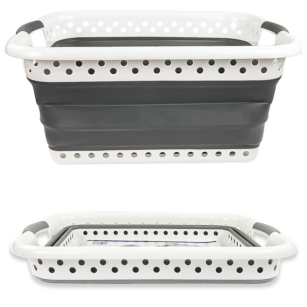 LARGE COLLAPSIBLE LAUNDRY BASKET WASHING CLOTHES BIN FOLDABLE SPACE SAVING NEW