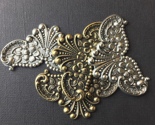12844 Matte Silver Oxidized Victorian Ornament Jewelry Finding