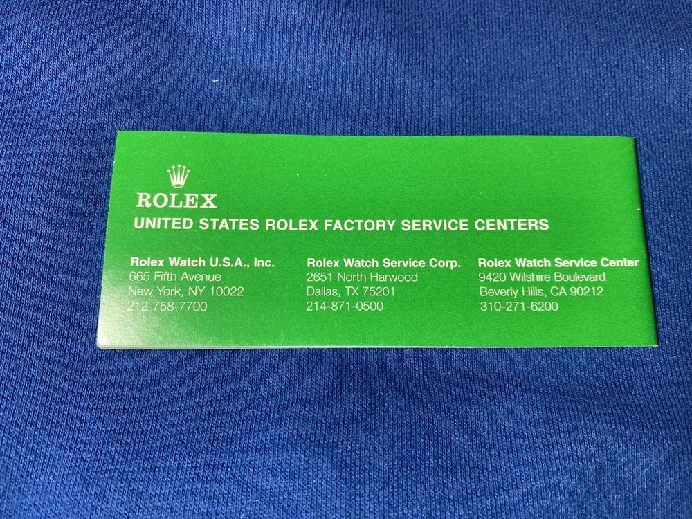 Rolex Factory Service Booklet