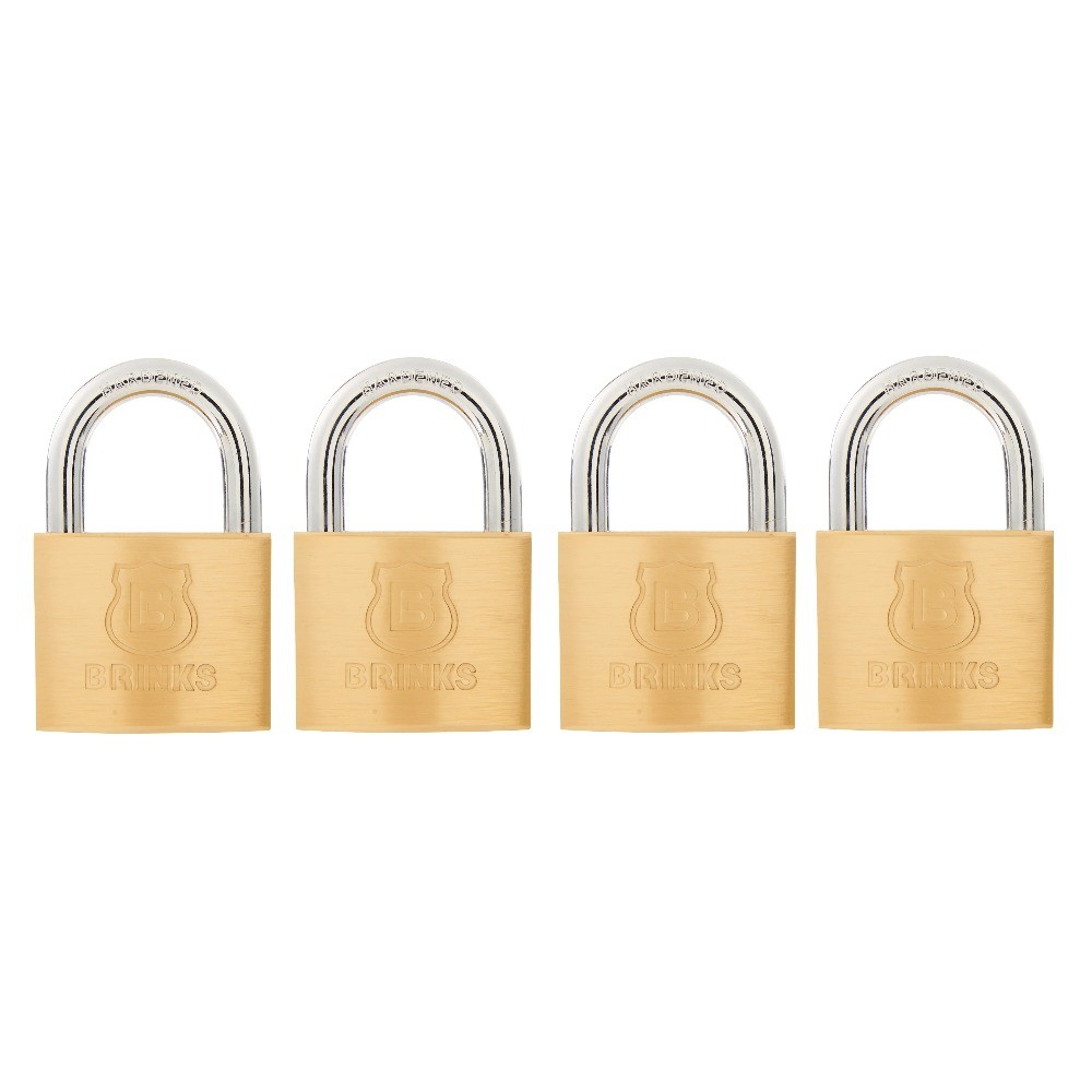 (2 pack) Brinks Solid Brass 40mm Keyed Padlock with 7/8in Shackle, 4 pack