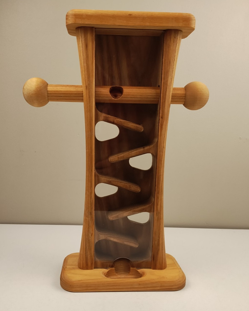 Solid Wood Toy Marble Gumball Dispenser. Clear Plexiglass front. Removable top.