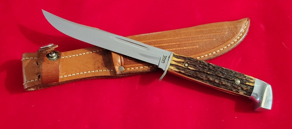 Old Case Stag Handle Fixed Blade Knife, Unused Beautiful Original Condition.