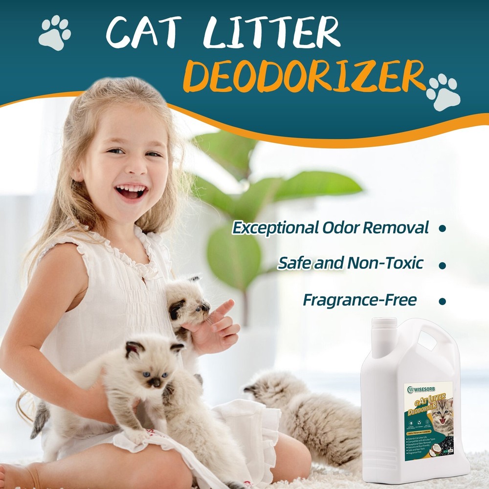 2Pcs 4LBS Cat Litter Deodorizer Activated Carbon, Odor Eliminator Absorbers
